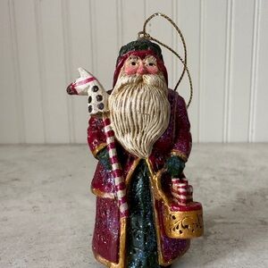 Pam Schifferl Ornament Santa Holding Hobby Horse Toy Pony Midwest Cannon Falls